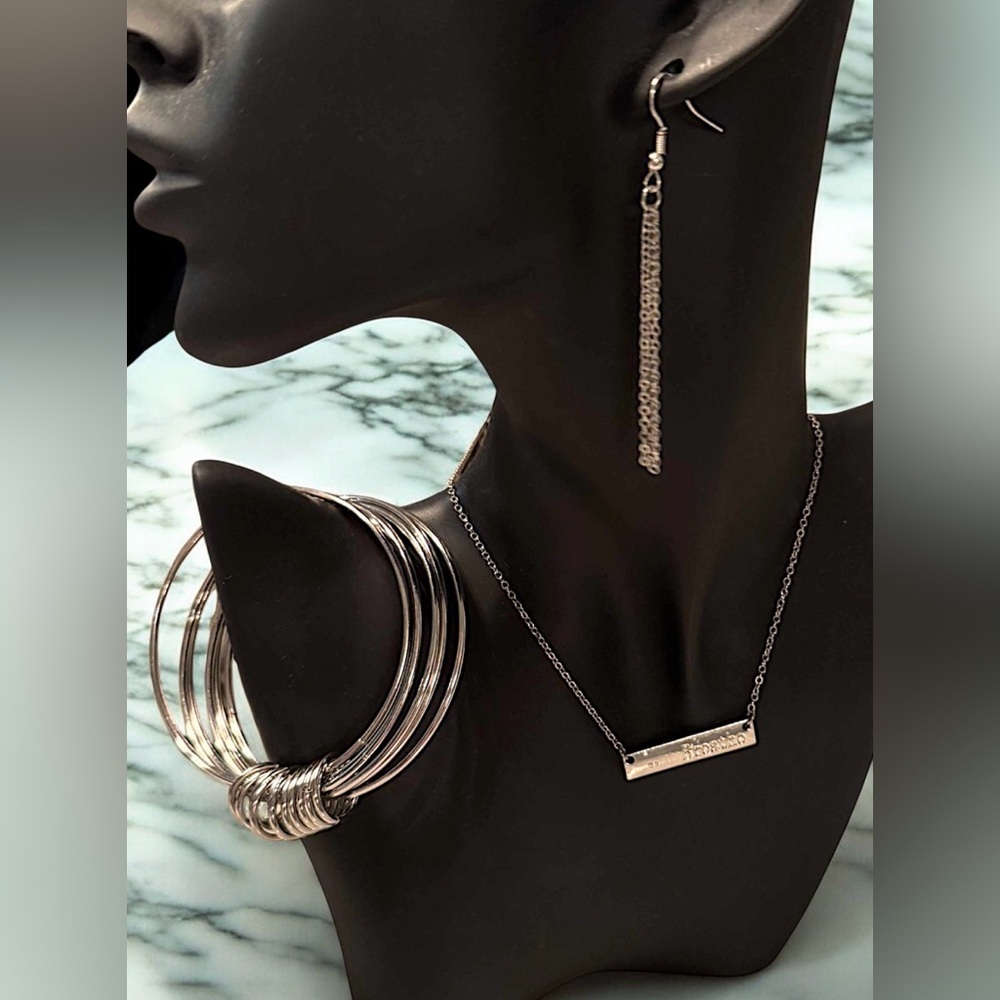 3pc Elegant Silver Jewelry Set hand crafted